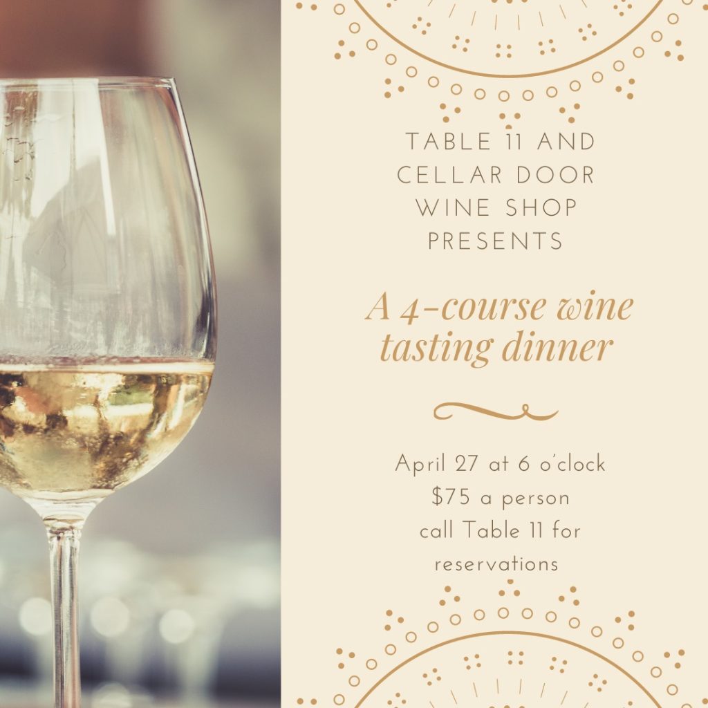 Table 11 and Celler Door Wine Shop 4Course Wine Tasting Concord Downtown